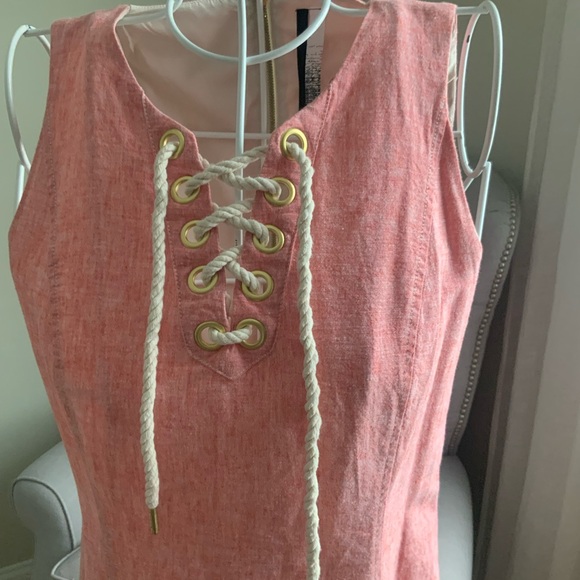 Kenzie Pink A-Line Mini Dress Sleeveless Crew Neck for Casual Wear - Picture 3 of 6